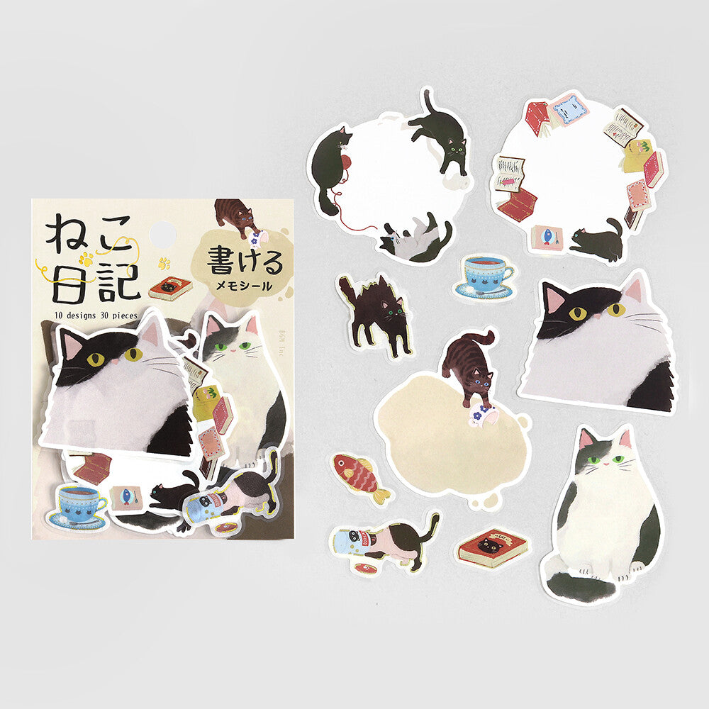 Cat Diary Memo Stickers 🐾 BLACK
