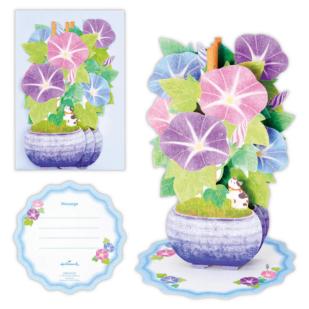 Cat with Flowers Pop-up Greeting Card