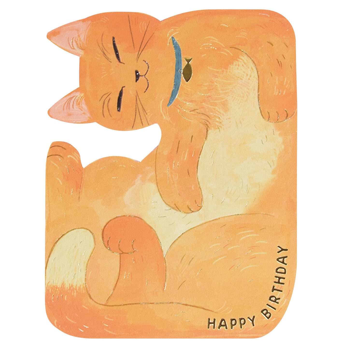 Curled Up Cat Birthday Card 🍊 Ginger