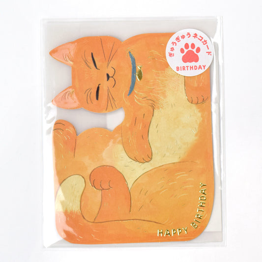 Curled Up Cat Birthday Card 🍊 Ginger