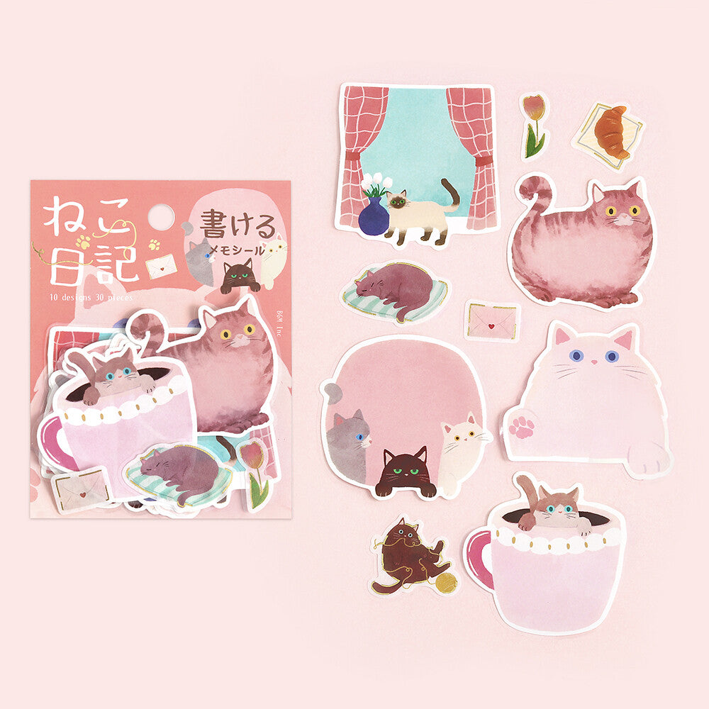 Cat Diary Memo Stickers 🌸 PINK