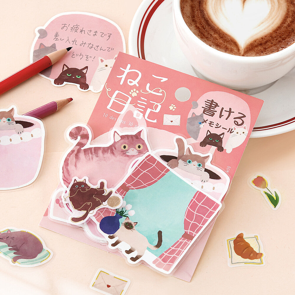 Cat Diary Memo Stickers 🌸 PINK