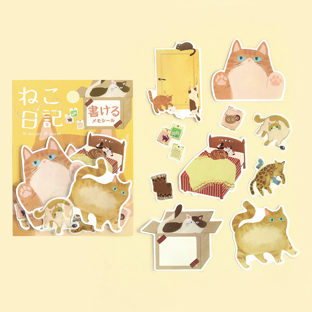 Cat Diary Memo Stickers 🐈 BROWN