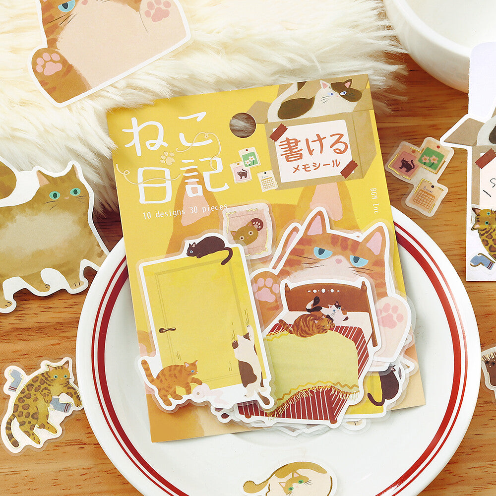 Cat Diary Memo Stickers 🐈 BROWN