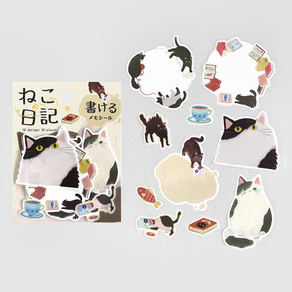 Cat Diary Memo Stickers 🐾 BLACK
