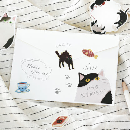Cat Diary Memo Stickers 🐾 BLACK