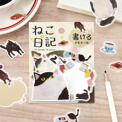 Cat Diary Memo Stickers 🐾 BLACK