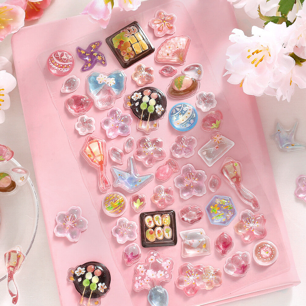 3D Bubble Stickers 🌸 Cherry Blossom Picnic