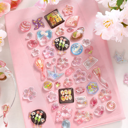 3D Bubble Stickers 🌸 Cherry Blossom Picnic