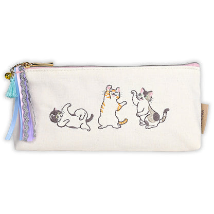 Embroidered Cat Pencil Case 💖 Pink