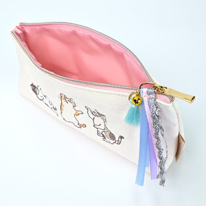 Embroidered Cat Pencil Case 💖 Pink
