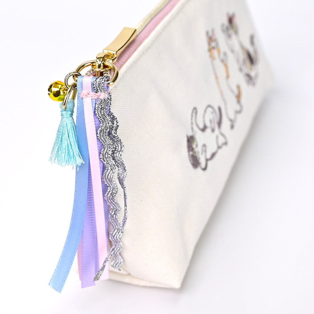 Embroidered Cat Pencil Case 💖 Pink