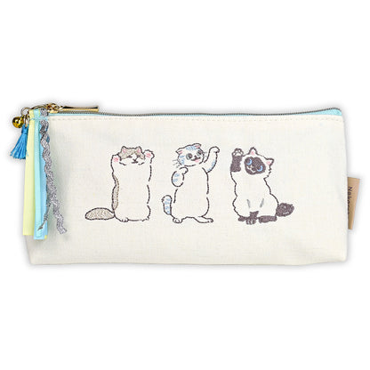 Embroidered Cat Pencil Case 🩵 Blue