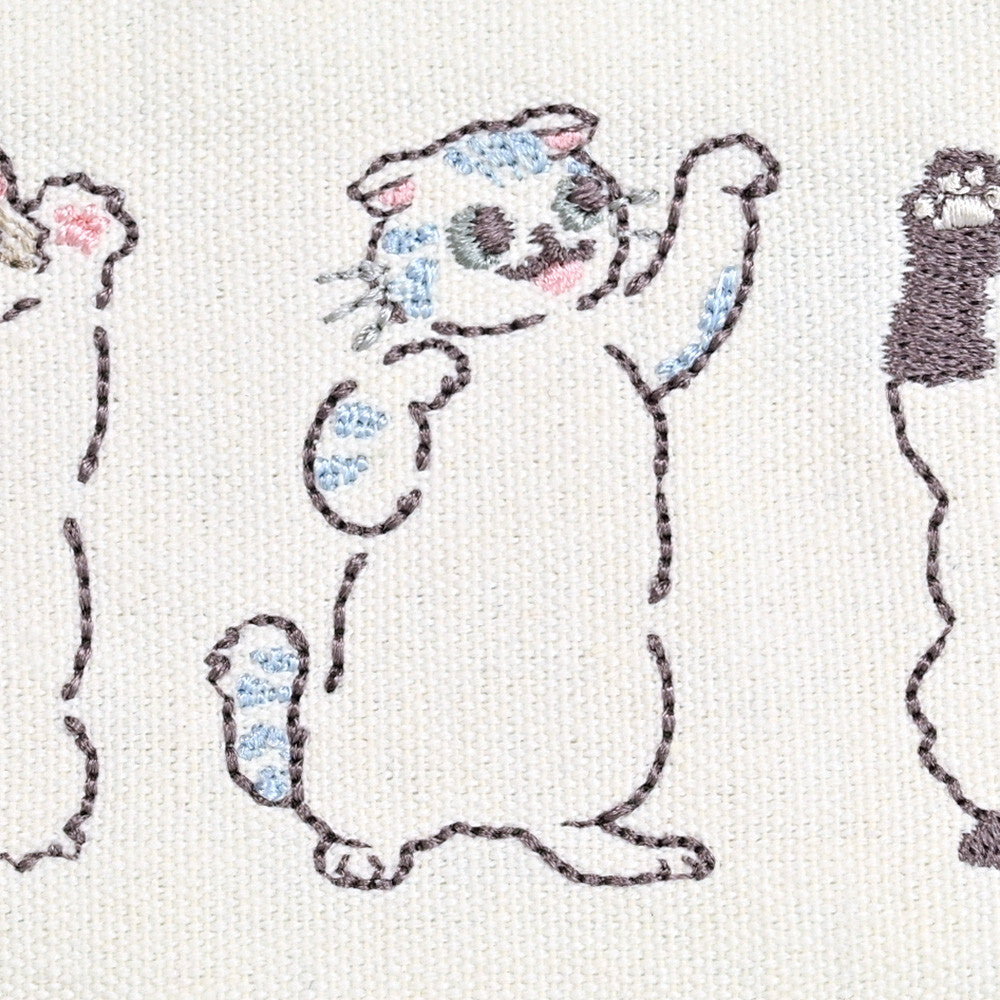 Embroidered Cat Pencil Case 🩵 Blue
