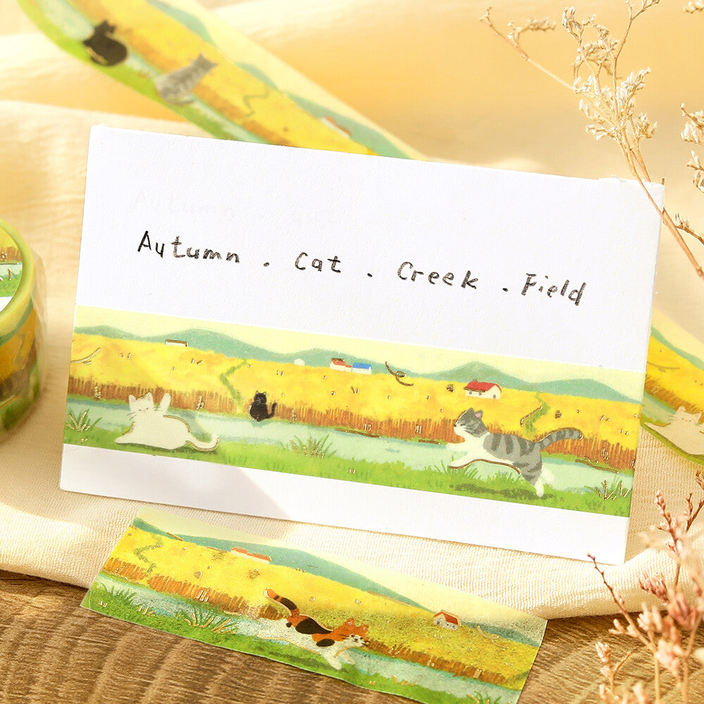 Cats in a Field 🌾 Metallic Washi Tape