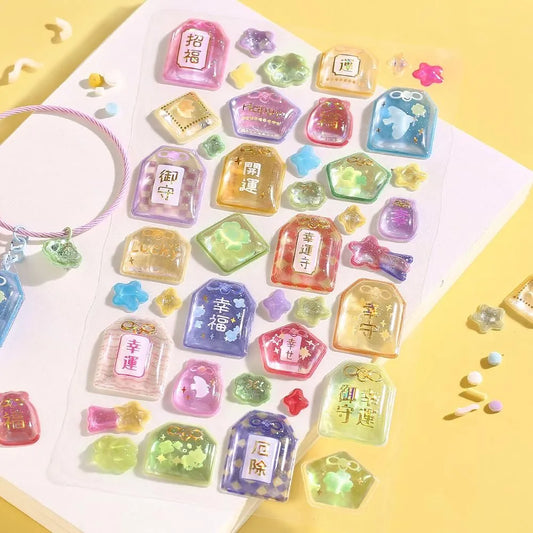 Puffy Bubble Stickers 💫 Lucky Charm Omamori