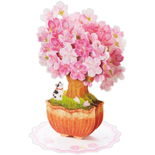 Cherry Blossom Cat Pop-up Greeting Card