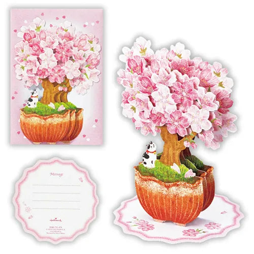 Cherry Blossom Cat Pop-up Greeting Card