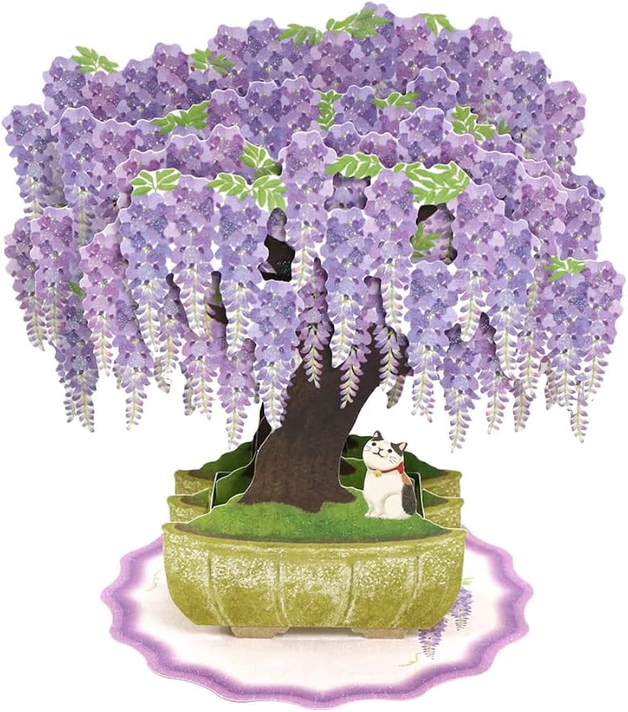 Cat with Wisteria 🪻 Pop-up Greeting Card
