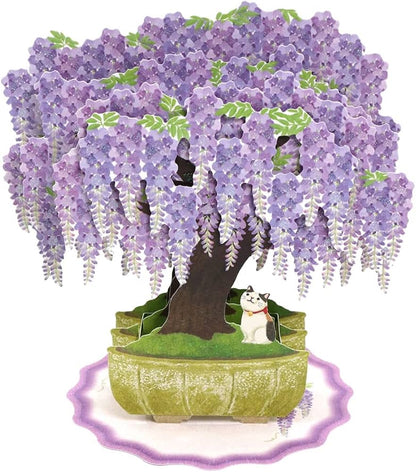 Cat with Wisteria 🪻 Pop-up Greeting Card