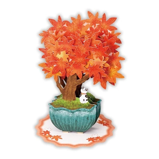 Cat with Japanese Maple 🍁 Pop-up Greeting Card
