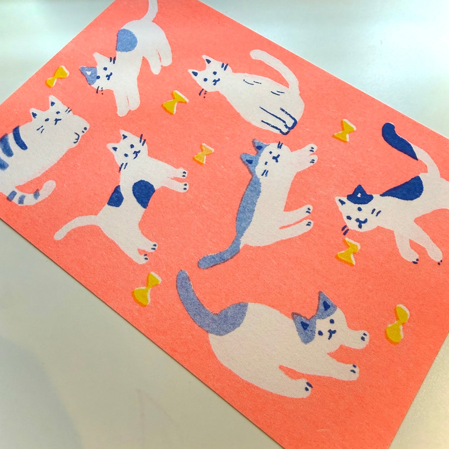 Cats 🎀 Risograph Print Postcard