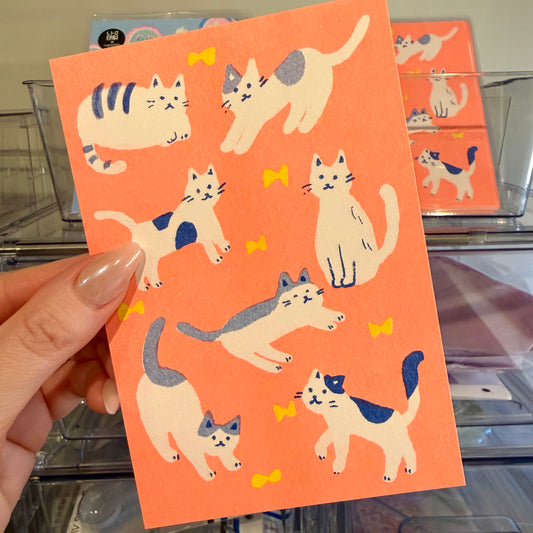 Cats 🎀 Risograph Print Postcard