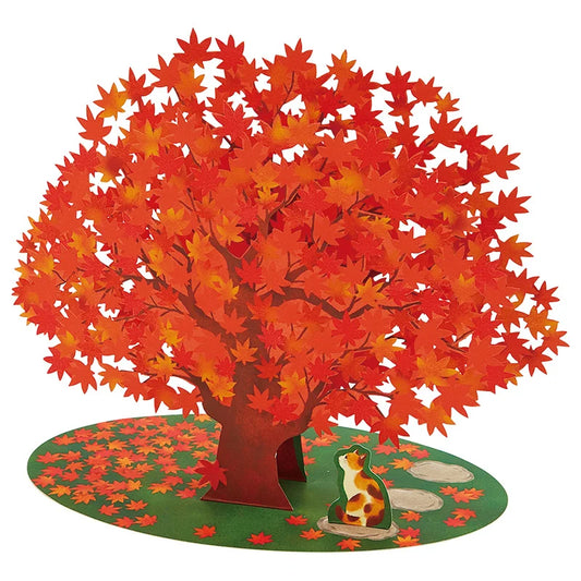 Autumn Calico Cat 🍁 Pop-up Greeting Card